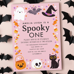 Invitación Famosos Chicas de Halloween Primer cumpleaños