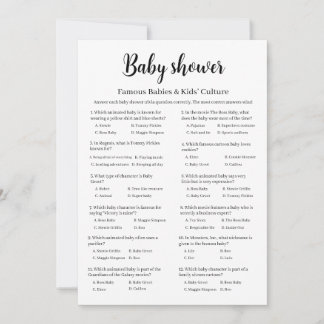 Invitación Famous Babies Baby Shower Game, Culture Trivia
