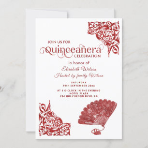 Invitación Fanático de la mano de la Moda roja rosas romántic