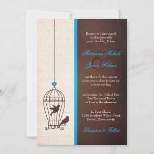 Invitación Fanciosa jaula para aves - Verde azulado y Boda de