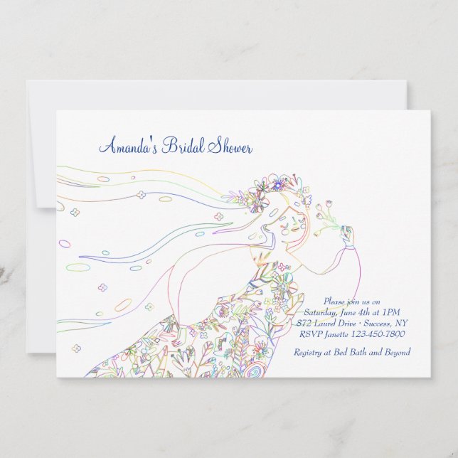 Invitación Fanciosa novia novia invitada a ducharse (Anverso)