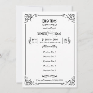 Invitación Fancy Art Deco Black & White Insert Card