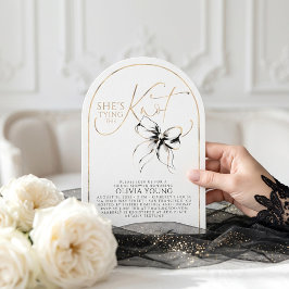 Invitación Fancy Black Bow She's Tying The Knot Bridal Shower
