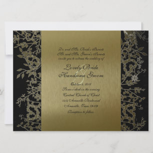 Invitación Fancy Black Gold Metallic Garden Wedding