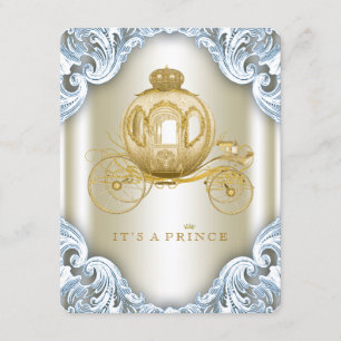 Invitación Fancy Blue and Gold Carriles Prince Baby Shower