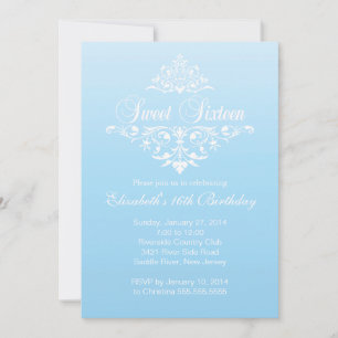Invitación Fancy Blue Sweet Moderno Fiesta de Cumpleaños Diec