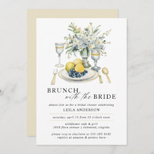 Invitación Fancy Brunch Ducha nupcial acuática moderna