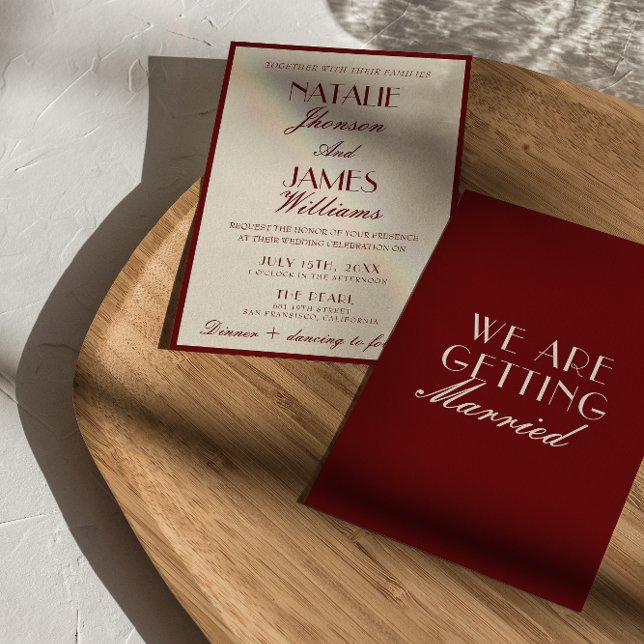 Invitación Fancy Burgundy Cream Classy Old Money Wedding (Subido por el creador)