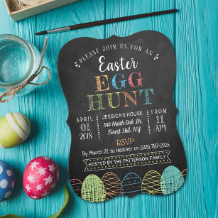 Invitación Fancy Chalkboard Easter Egg Hunt