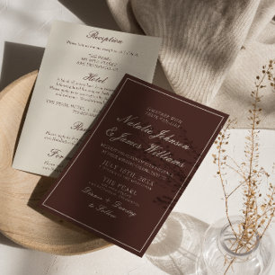 Invitación Fancy Chocolate Marrón Dinero Antiguo Todo En Uno