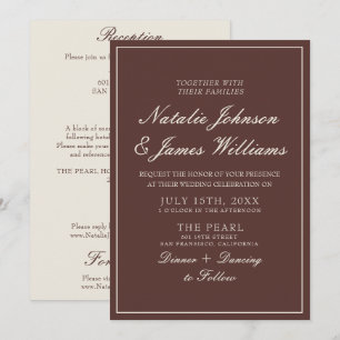 Invitación Fancy Chocolate Marrón Dinero Antiguo Todo En Uno
