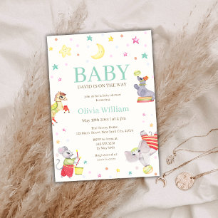 Invitación Fancy Circus Canival Animales Baby Shower