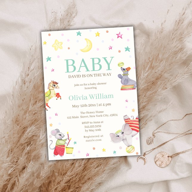 Invitación Fancy Circus Canival Animales Baby Shower (Fancy Circus Canival Animals Baby Shower Invitation)