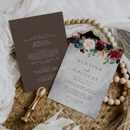 Invitación Fancy Classic Flowers Back & Front Boda