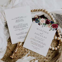 Invitación Fancy Classic Rosas Back & Front Boda