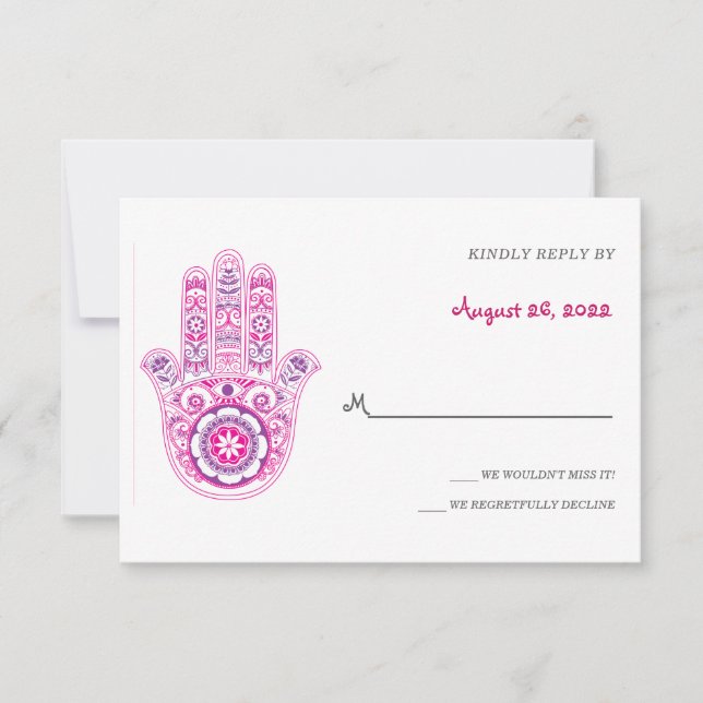 Invitación Fancy Colorful Hamsa Response Card (Anverso)