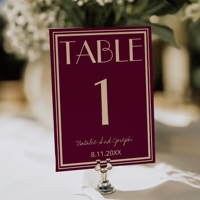 Invitación  Fancy Fig Beige Old Money Wedding Table Number (Subido por el creador)