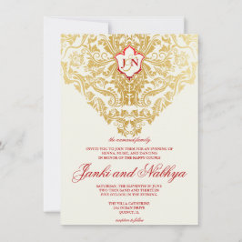 Invitación Fancy florece Boda árabe hindú dorado