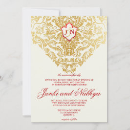 Invitación Fancy florece Boda árabe hindú dorado