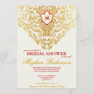 Invitación Fancy Florece Golden Bridal Shower