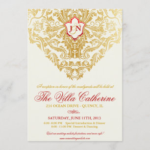Invitación Fancy Flourige Golden Receptions Only