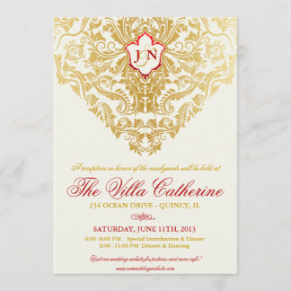 Invitación Fancy Flourige Golden Receptions Only