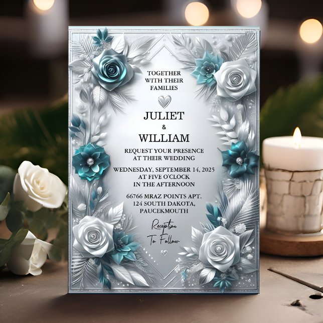 Invitación Fancy Glam Metalizado brillante Boda de plata de g (Subido por el creador)