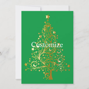 Invitación Fancy Gold Christmas Tree Thunder_Cove
