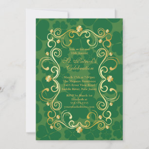 Invitación Fancy Gold Shamrock St. Patrick's Party Invitation