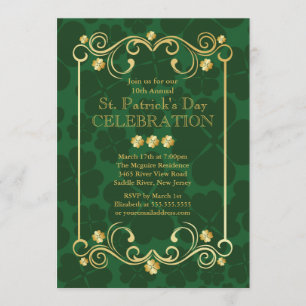 Invitación Fancy Gold Shamrock St. Patrick's Party Invitation