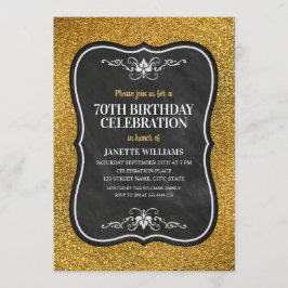 Invitación Fancy Golden Purpurina Adulto 70th Birthday Party