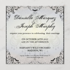 Invitación Fancy Gótico Bats Halloween Boda