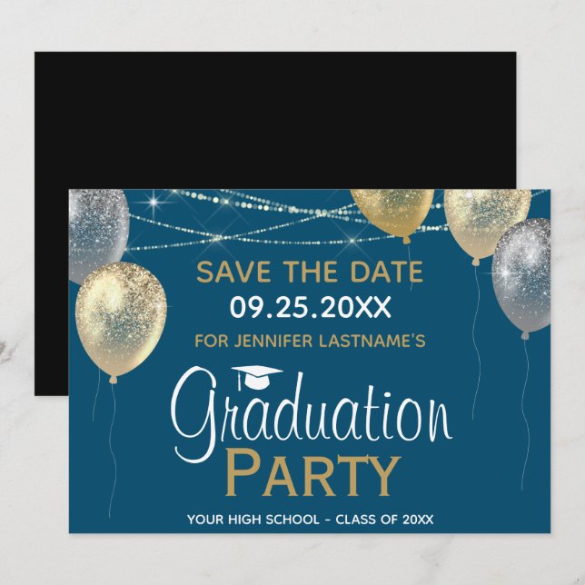 Invitación Fancy Graduation Party Save the Date Invitation (Anverso / Reverso)
