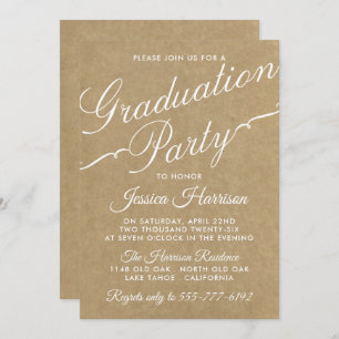 Invitación Fancy Kraft Typography Graduation Party