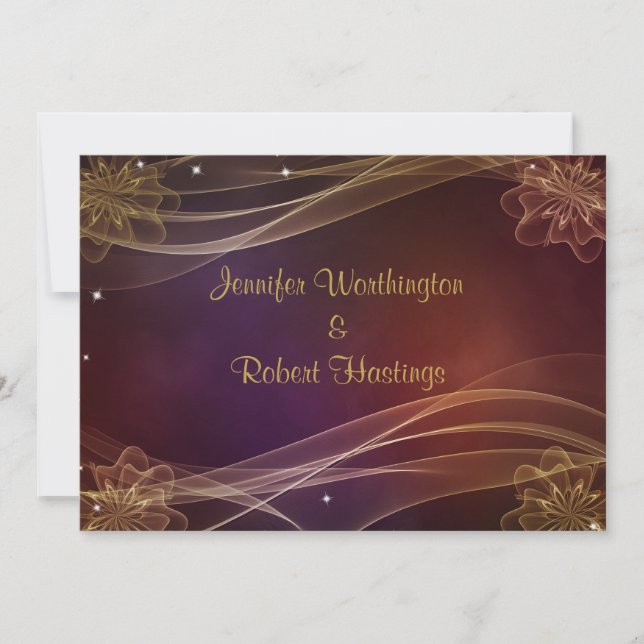 Invitación Fancy Maroon Design with Gold Accents Boda (Anverso)