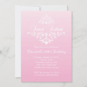 Invitación Fancy Moderno Dulce Rosa Dieciséis Cumpleaños Part