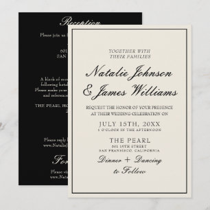 Invitación Fancy Negro Y Blanco Dinero Antiguo Todo En Uno Bo