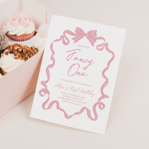 Invitación Fancy One Bow Coquette Birday