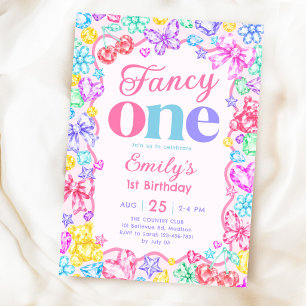 Invitación Fancy One Girls Cumpleaños Piedra Preciosa