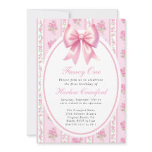 Fancy One Pink Coquette Bow Birday Party