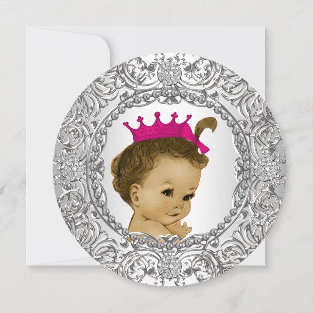 Invitación Fancy Pink and Silver Baby Girl Shower (Anverso)