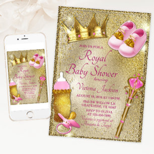 Invitación Fancy Princess Pink Gold Baby Shower