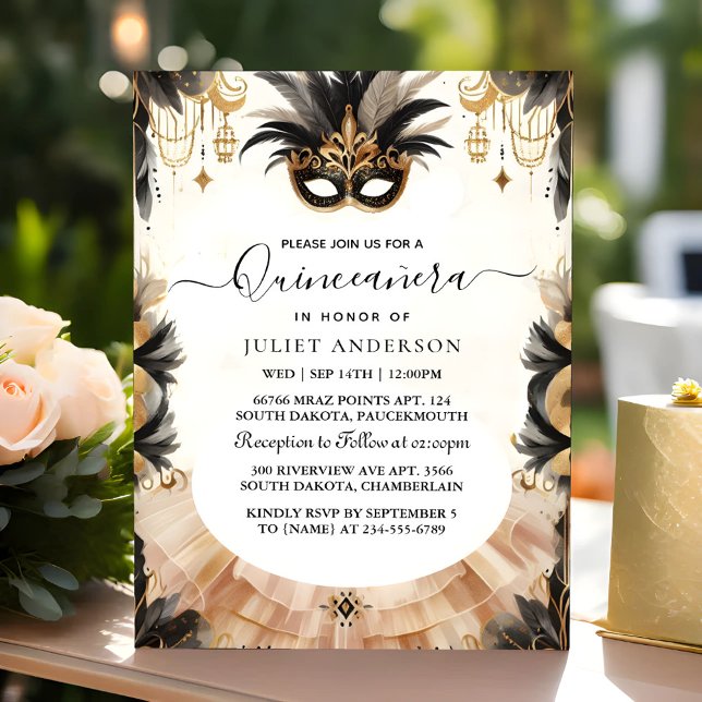 Invitación Fancy Prom Mask Fun Masquerade Ball Quinceanera (Subido por el creador)