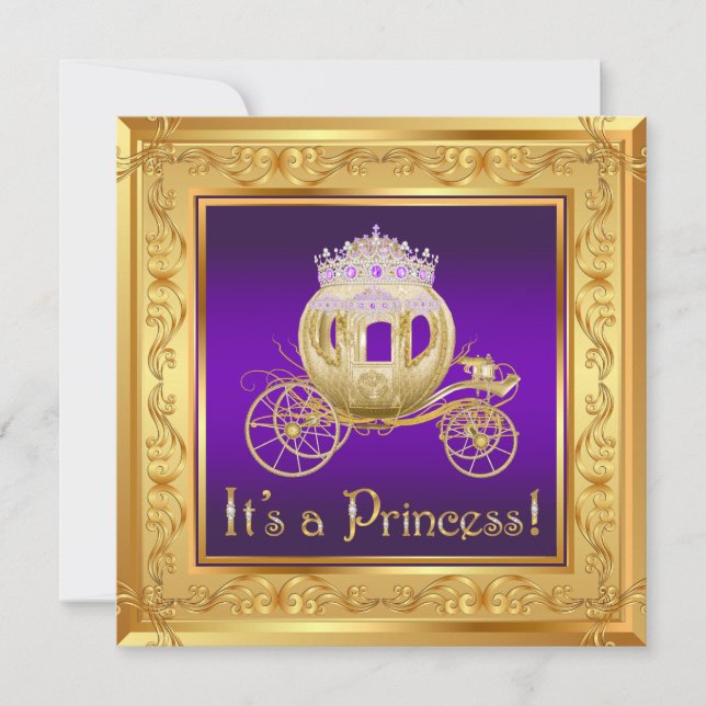 Invitación Fancy Purple Gold Princess Baby Shower Invitacione (Anverso)