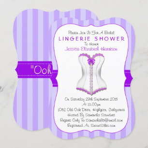 Invitación Fancy Purple & White Corset Lingerie Shower