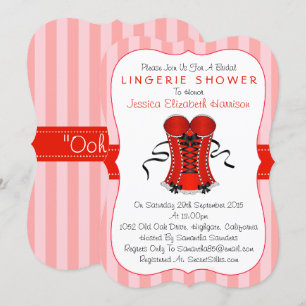 Invitación Fancy Red & White Corset Lingerie Shower