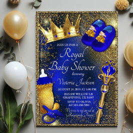 Invitación Fancy Royal Blue Prince Baby Shower