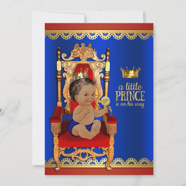 Invitación Fancy Royal Ethnic Prince Baby Shower (Anverso)