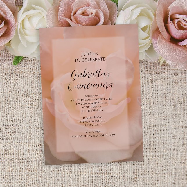 Invitación Fancy Rubor Pink Rose Quinceanera Fiesta (Subido por el creador)