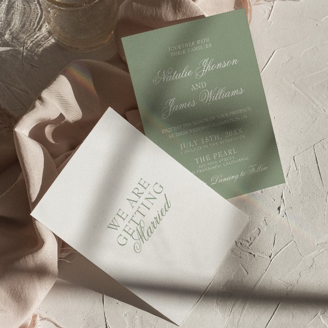 Invitación Fancy Sage Green Luxury Boho Modern Wedding (Subido por el creador)